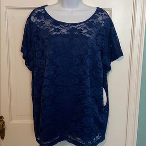 Boutique 2X blue lace top